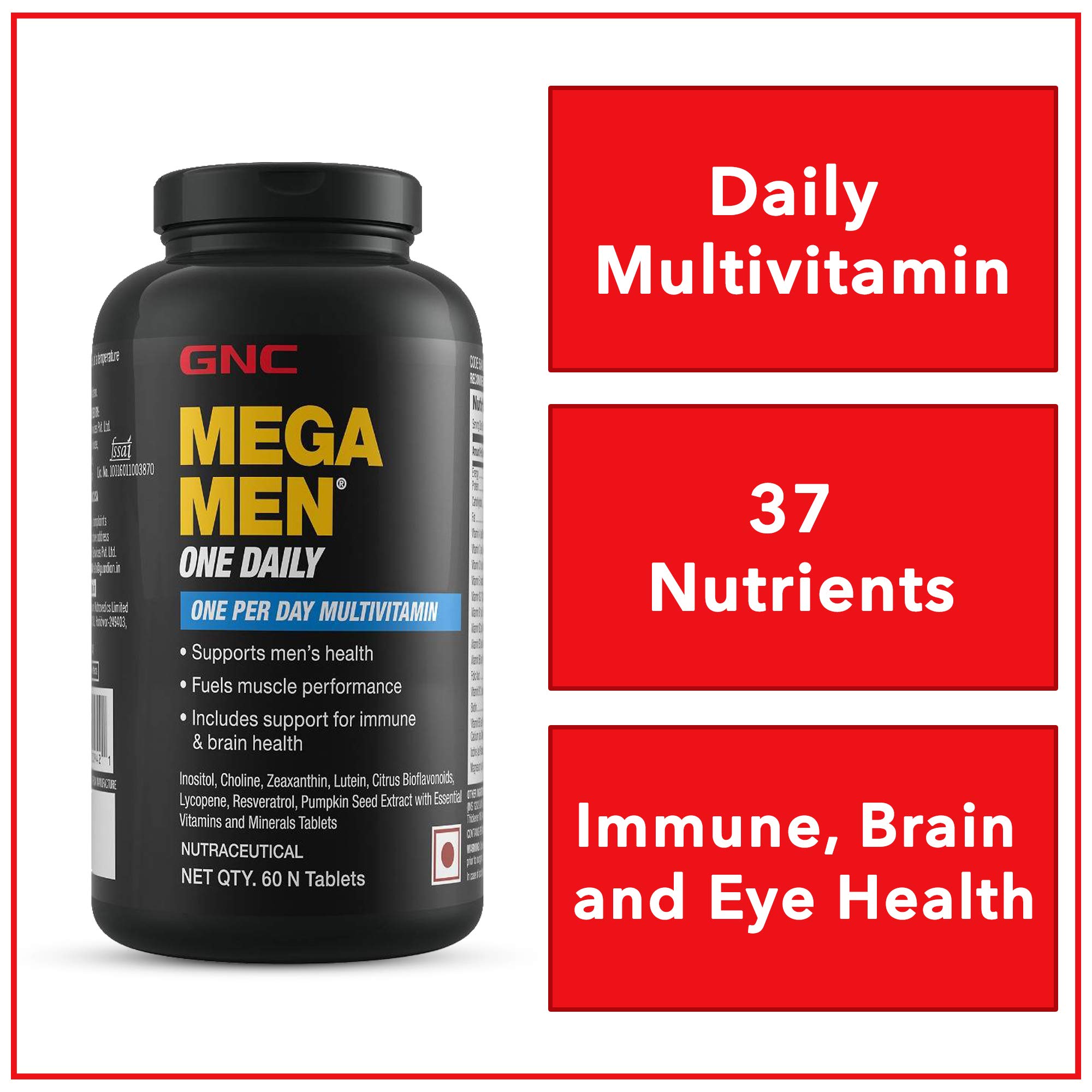 GNC Mega Men One Daily Multivitamin for Men, 60 Count, Take One A Day