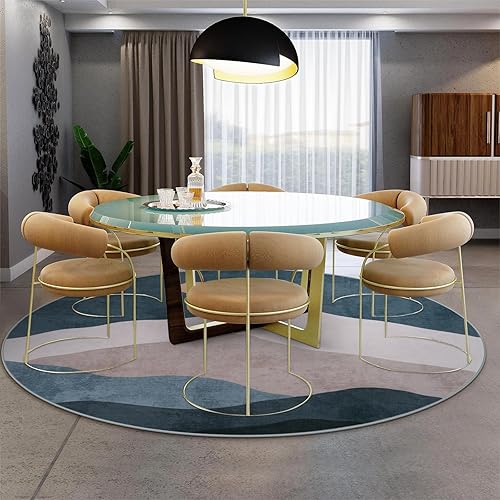 Miniatura 8 de Alfombras redondas abstractas de 6 pies para dormitorio, suave, lavable, antideslizante, alfombra circular grande, elegante alfombra de lana