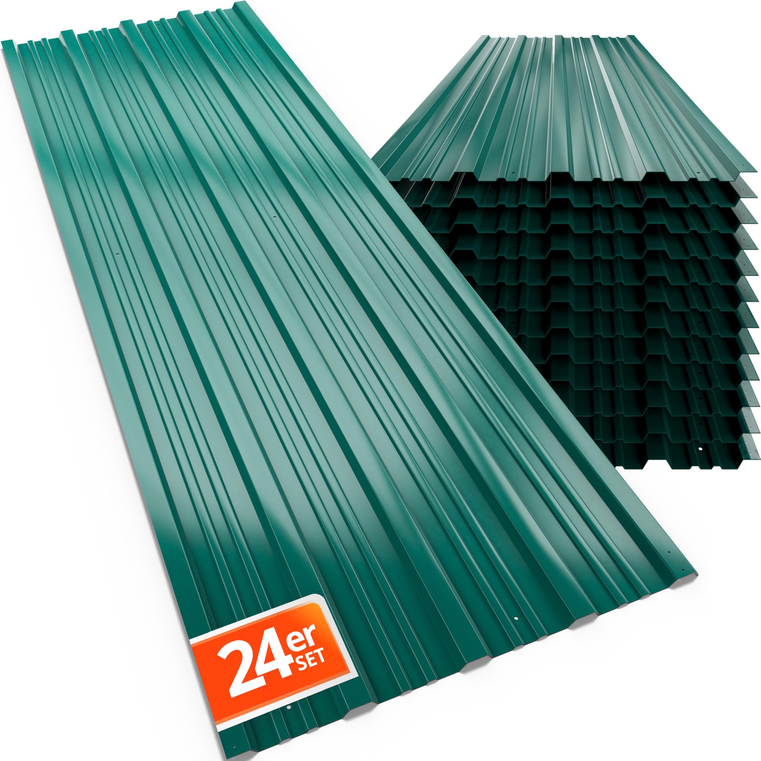 GARDEBRUK® Paneles para Tejado, Chapas Onduladas, Perfiladas Techo 14m², Placa Sandwich Perforada Galvanizadas, Cobertizo Garaje, Revestimiento Pared Caseta, 129x46cm, 24 Unid., Construcción