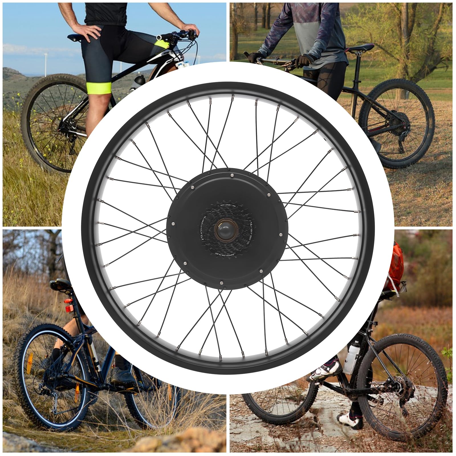26 Zoll 48V Ebike Umbausatz 1000W Elektrofahrrad Umbausatz Heckmotor Elektrofahrrad Conversion Kit 26.1-31.07km/h, 5-Stufen PAS, Tempomat, LCD-Display, Controller-Paket für Scheiben-/V-Bremse