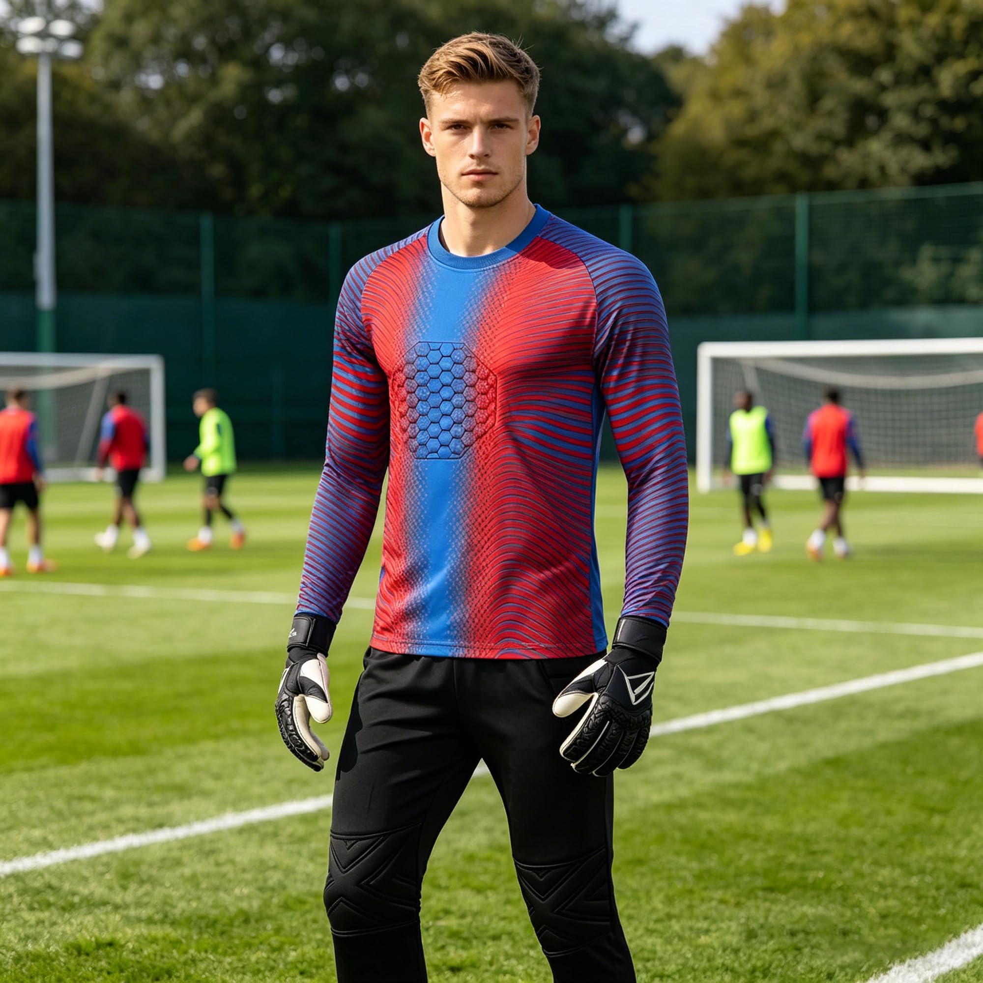 Torwart Trikot Set Erwachsene Kinder Hose/Shorts Gepolstertes Atmungsaktives Torwarttrikot Fußball Handball Training Herren Damen Wettkampf Ausrüstung