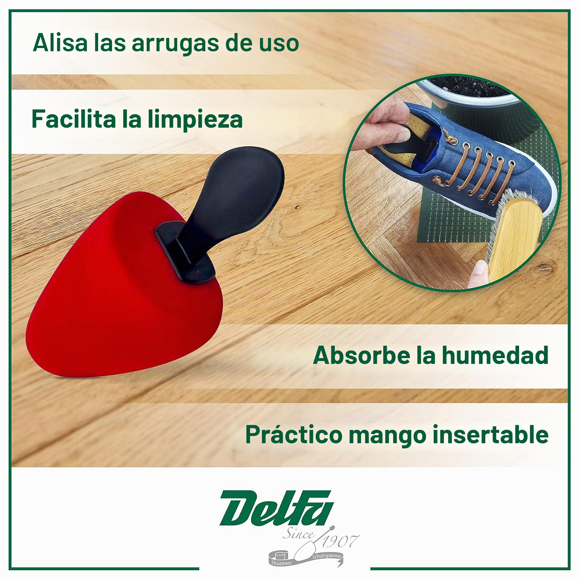 DELFA Set de 5 pares hormas para zapatos de espuma terciopelo “Greta” para zapatos de tacón e clásico