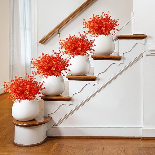 Miniatura 7 de 20 paquetes de flores artificiales de otoño para exteriores, resistentes a los rayos UV, plantas de plástico falsas que no se decoloran, flores de