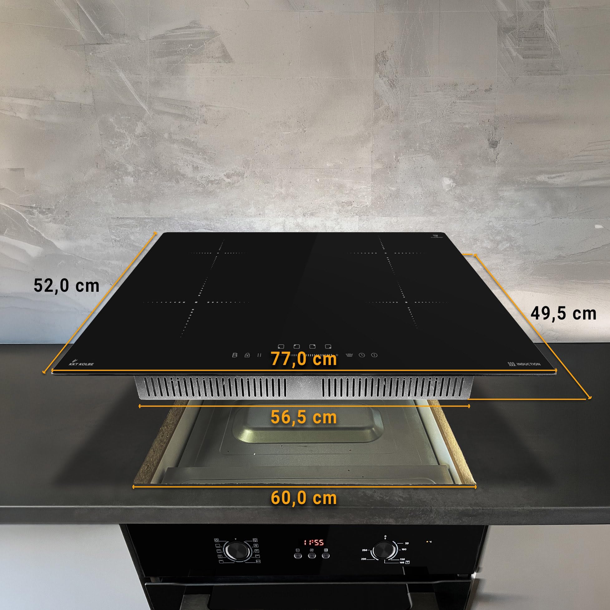 KKT KOLBE Autarkes zestaw kuchenek, 60 cm, piekarnik do zabudowy BO8005FB, 77 cm, płyta indukcyjna IH87704RL do wycięcia na 59 cm | grill gorące powietrze | timer | oszklenie termiczne |
