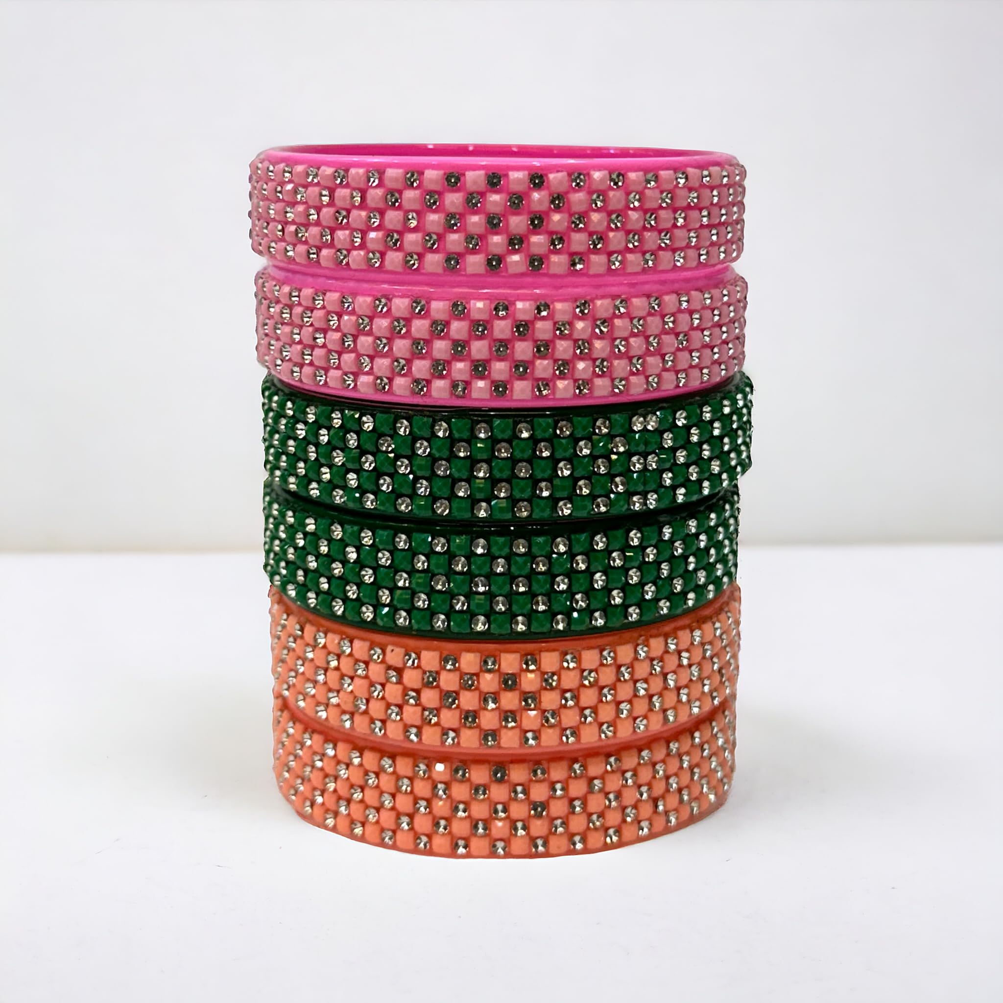 Zircon Stone Glass Bangle Indian Fancy Kanch Bangles (2.60)