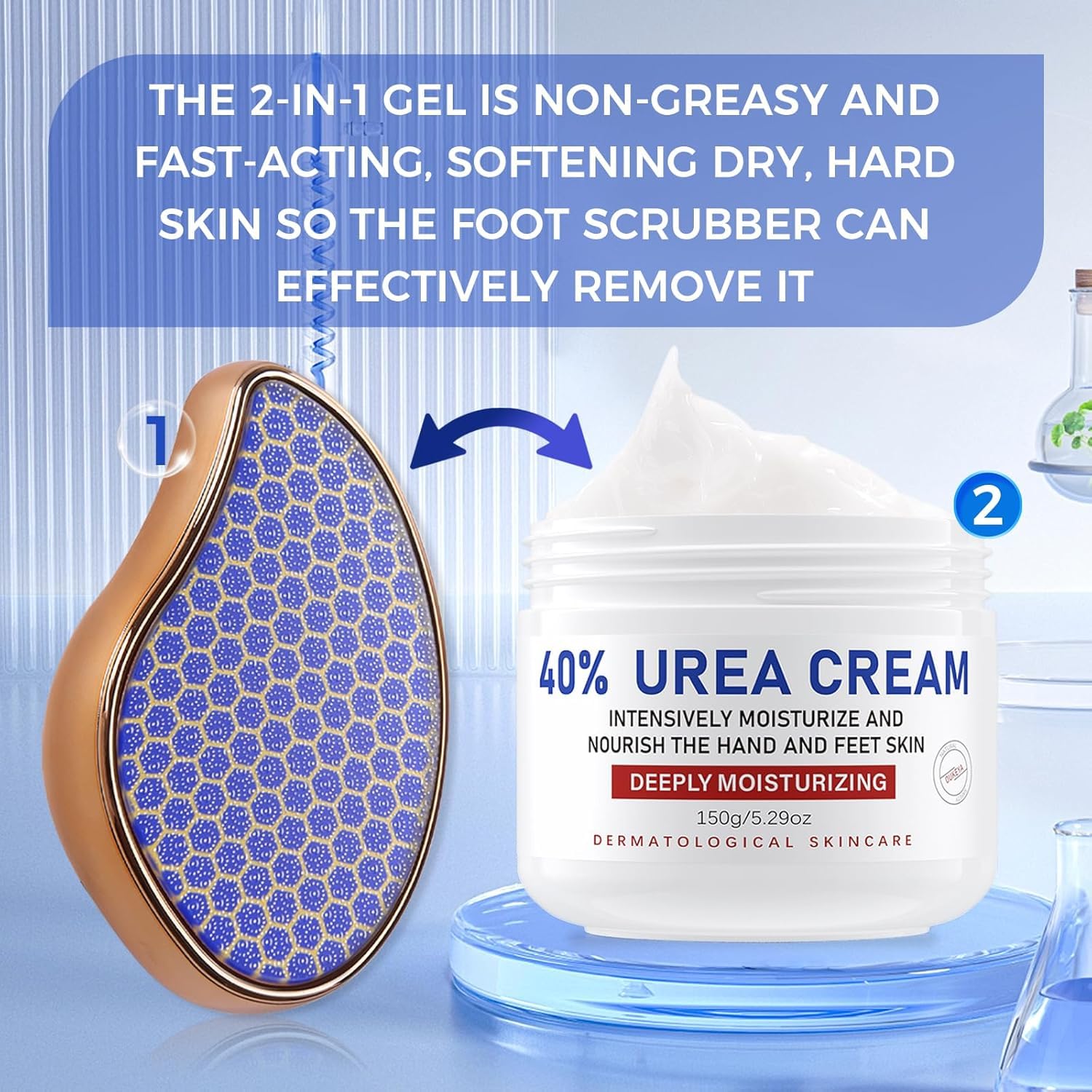 OUKEYA Urea Cream 40% with Foot File, Cracked Heel & Dry Skin Repair, Deep Hydration, Callus Remover & Skin Softener - Image 4