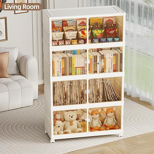 Miniatura 6 de Contenedores de almacenamiento plegables extra grandes de 320 cuartos de galón, contenedores de almacenamiento apilables de 4 niveles para armario,