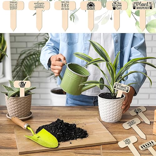 Miniatura 3 de 48 marcadores divertidos de madera para plantas, letreros de jardín para plantas, regalos de jardinero para flores vegetales, plantas en maceta,