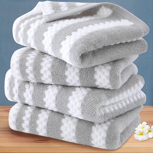 Miniatura 1 de VOOVA & MOVAS Toallas de mano de baño, 4 piezas de 16 x 27 pulgadas, 100% algodón, suaves, de secado rápido, absorbentes, ligeras, juego decorativo,