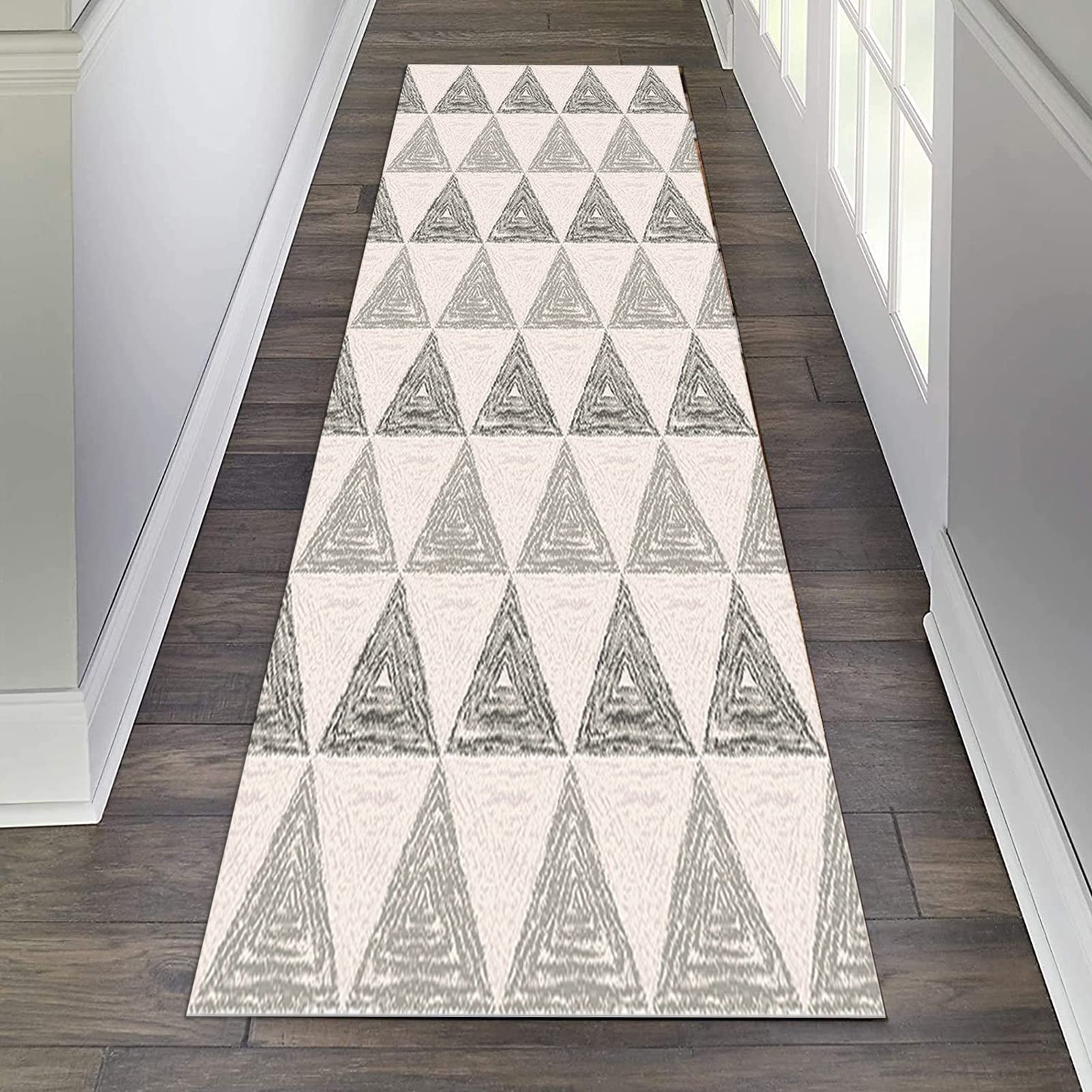 Siunwdiy Tapis Runners Design Moderne Tapis Gris Avec Zone De Moteur De