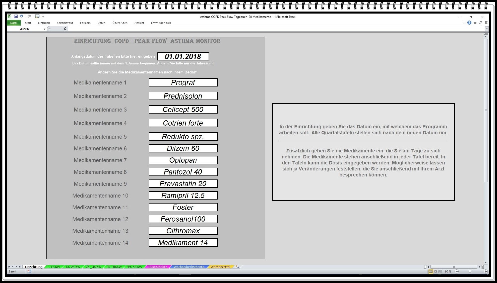 Asthma Tagebuch Software Peak Flow Protokoll