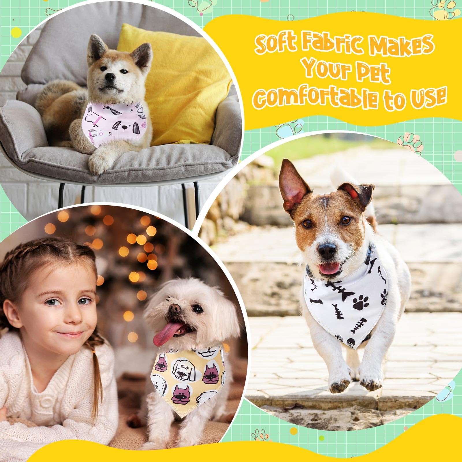 Hundehalstuch, Halstuch, für Frühling, Sommer, Hawaii, Haustierparty, Halstuch, verstellbar, dreieckig, für kleine und mittelgroße Hunde, Katzenkostüm, Zubehör, Outfit (Hundepfote), 200 Stück