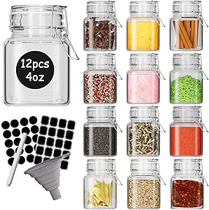 Amazon.com: DHSBTLS 4 oz Mini Square Spice Jars, 12 Pack Glass Mason