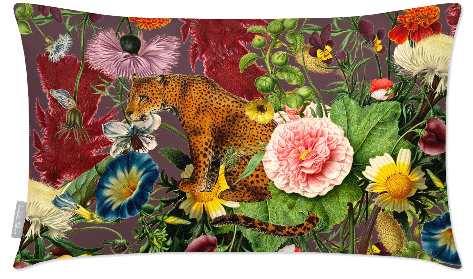 Izabela Peters Outdoor Cushions Waterproof, 50 x 30 cm, Filled Outdoor Cushion, Junglescape - Italian Grape, Garden Furniture Cushions, Outdoor Seat Cushions, Garden Chair Cushions