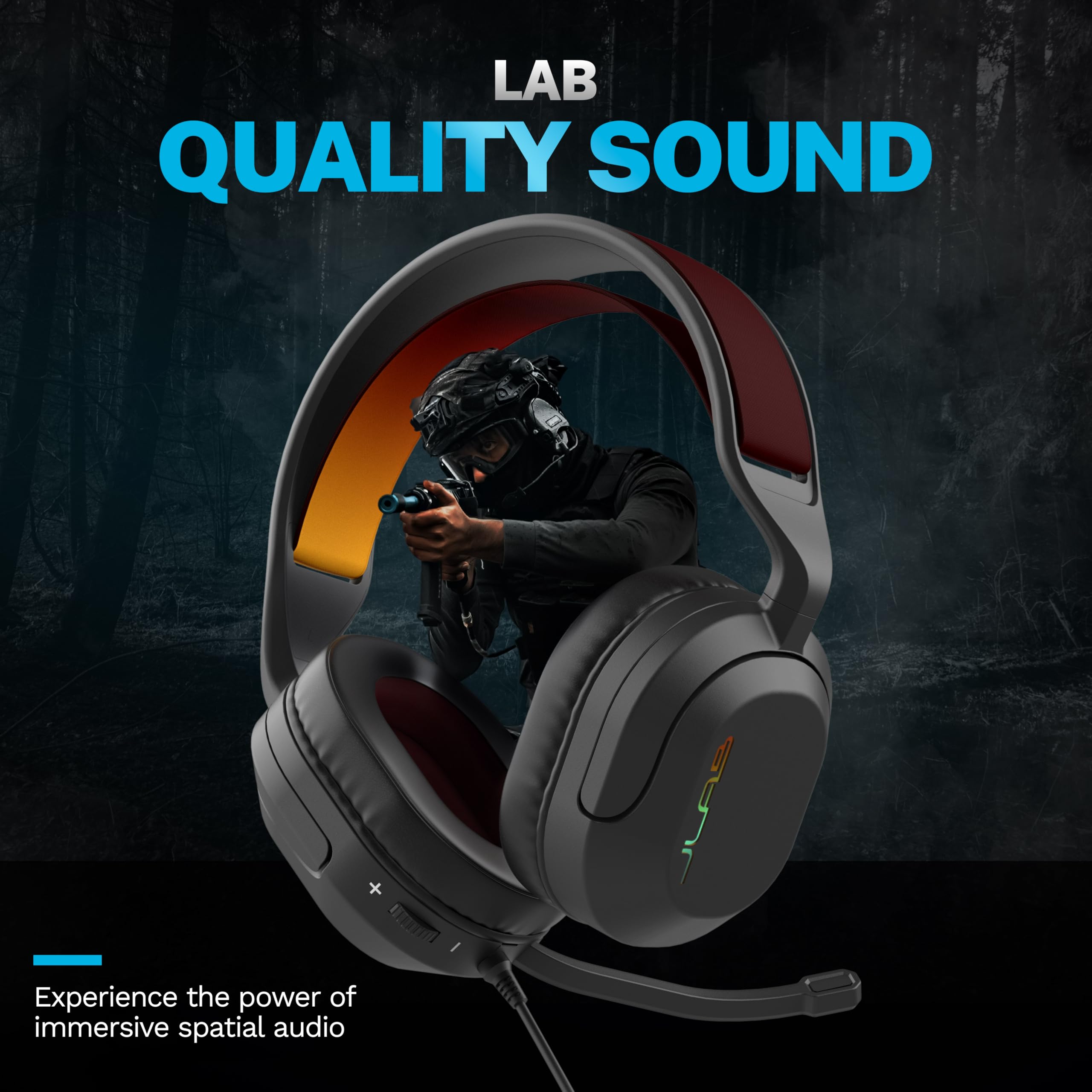 JLab Nightfall Cuffie Gaming con Filo Over-Ear con Microfono per PC/Xbox/PS5/PS4/Nintendo Switch – Driver da 50mm, Cuscinetti Cloud Foam, Isolamento Acustico | Driver da 50mm, Cuscinetti Cloud Foam, Isolamento Acustico, per PC/Xbox/PS5/PS4/Nintendo Switch