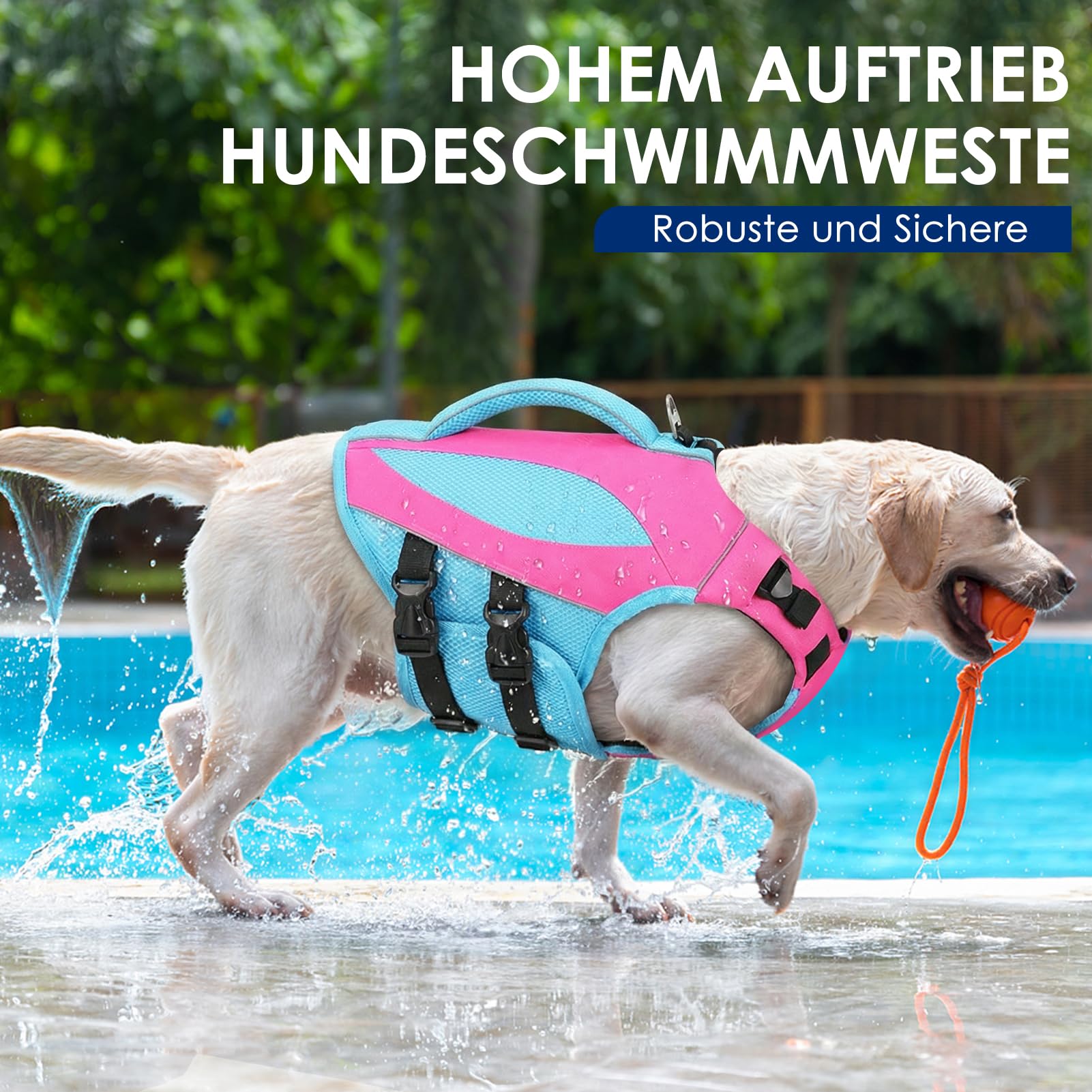AOFITEE Schwimmweste Hund Klein, Verstellbar & Ripstop Hund Rettungsweste mit Rettungsgrif, Sicher Reflektierende Hunde Schwimmweste Hoher Auftrieb Hundeschwimmweste Kleine Hunde, Rose, S