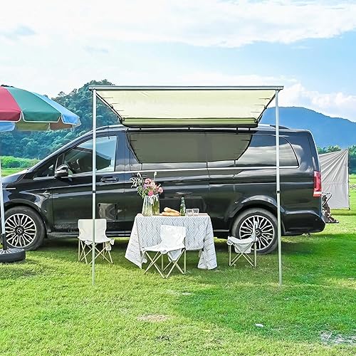 Yescom Vehicle Awning 4.6x6.6' Retractable Car Side Roof Rack Overlanding Shade for SUV Truck Tailgate Outdoor Camping Travel Beige