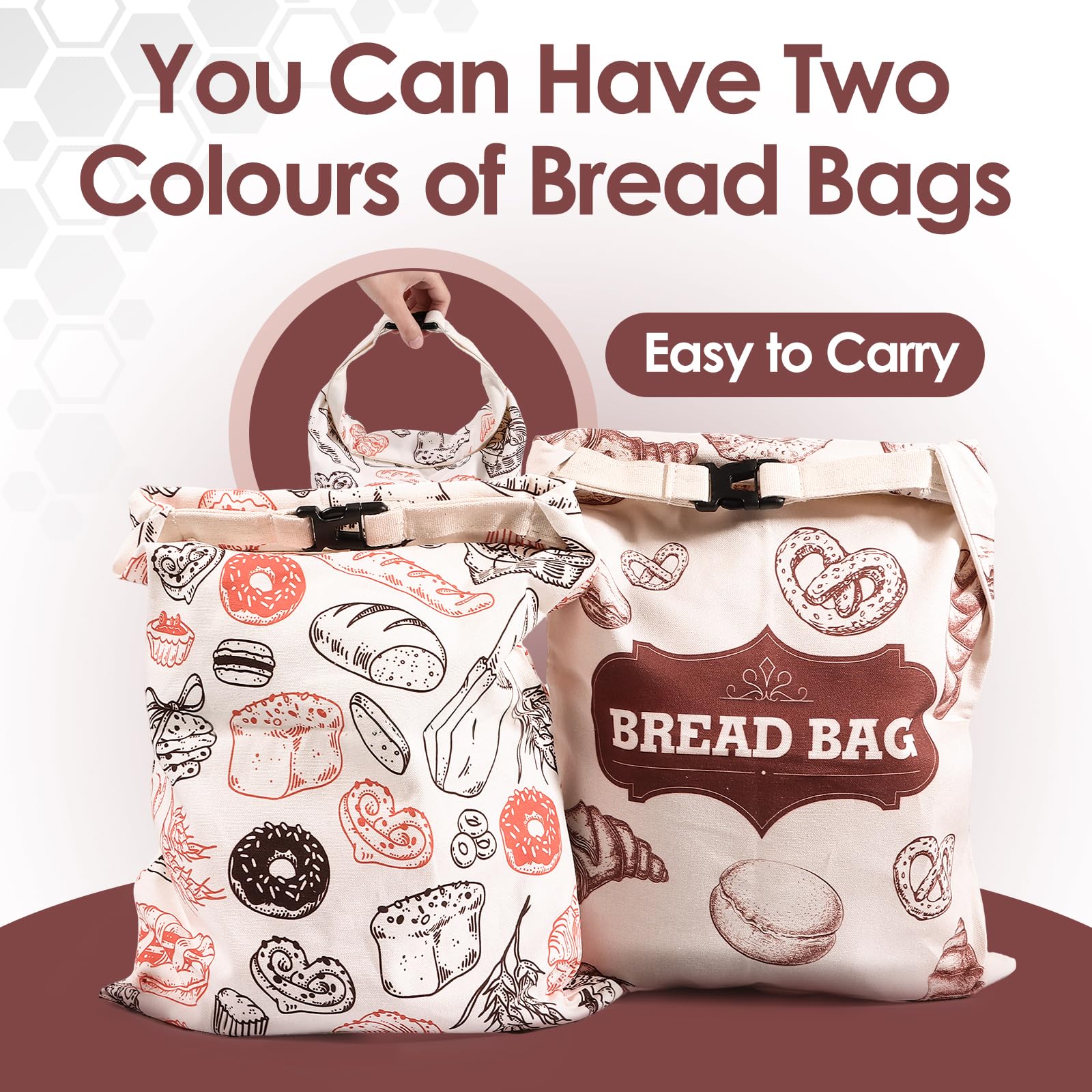 Lot de 2 sacs à pain en cire d'abeille, extra larges, 43,2 x 33 cm, réutilisables pour pain au levain fait maison pour garder au frais