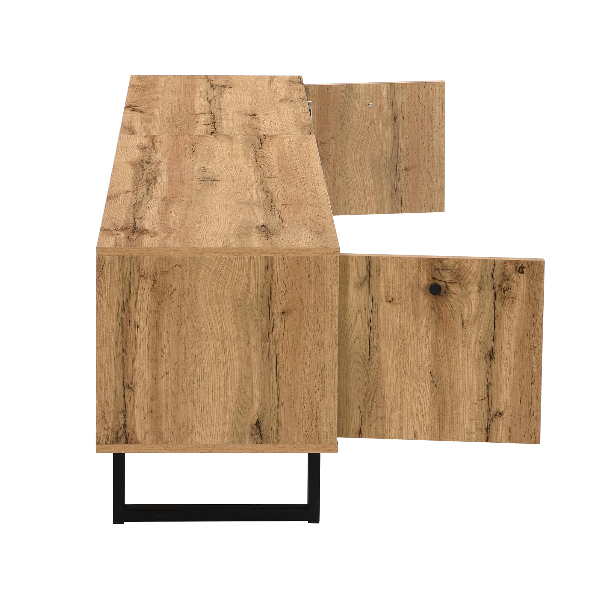 Mueble bajo para TV, 190 x 40 x 50 cm, con efecto de luz LED, para salón, moderno, con bisagra de búfer, diseño a juego