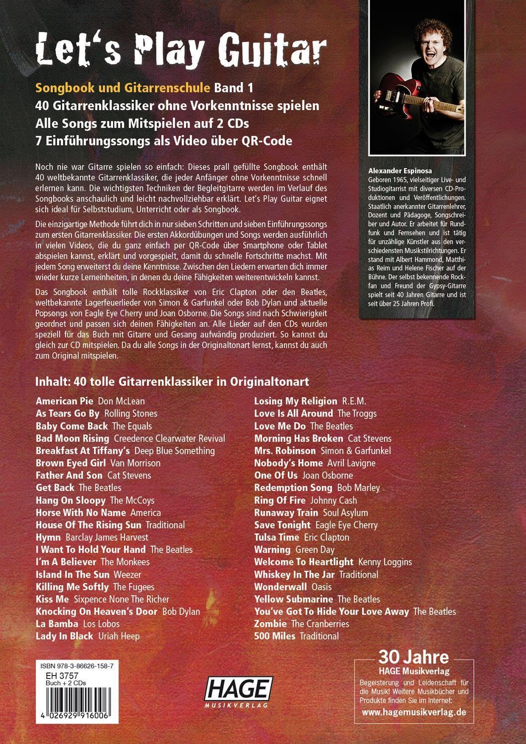 Let's Play Guitar: Songbook und Gitarrenschule + 2 CDs und QR-Code. Mit Songs von Eric Clapton, Bob Dylan, Cat Stevens, R.E.M. Oasis, Beatles, Rolling Stones, Green Day uvm.