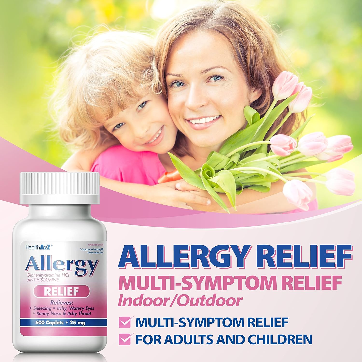 Buy HealthA2Z® Allergy Relief | 600 caplets | Diphenhydramine HCL 25mg ...
