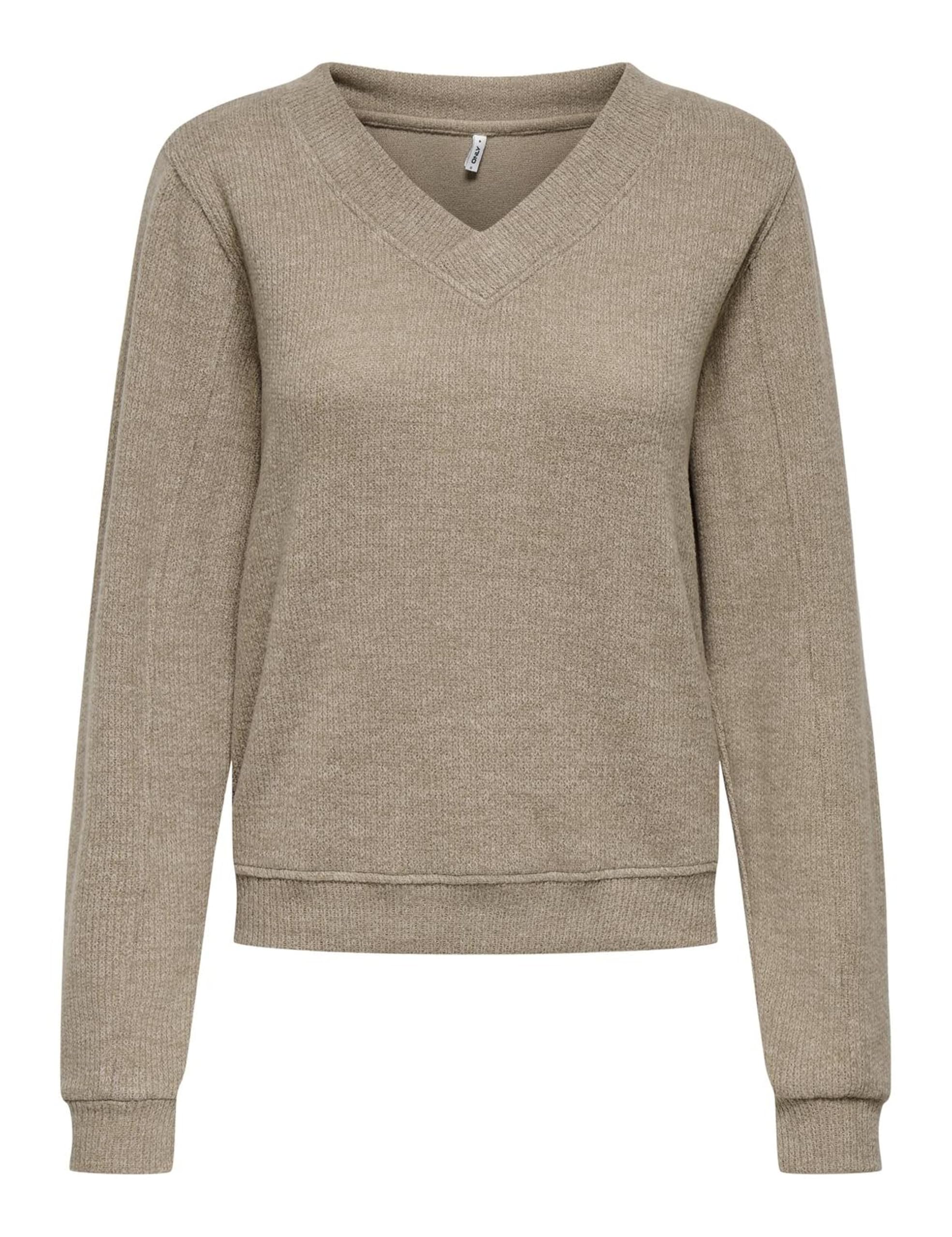 ONLY Onlpaola L/S V-Neck Top JRS, Cocoa Créme, L