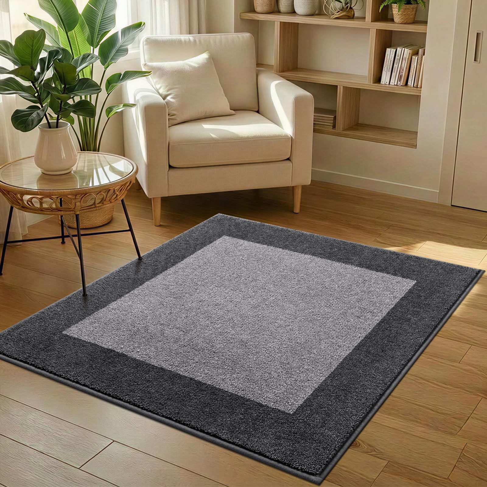 Square Rug 48" x 48", Non Slip Kitchen Rug for Floor, Roll Packing