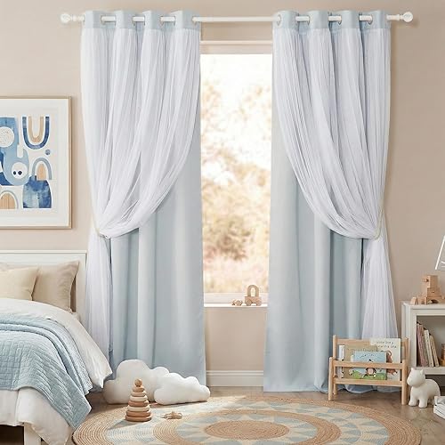 Miniatura 24 de PONY DANCE Cortinas para Sala de 84 Pulgadas de Largo - Cortinas con Capa Traslúcida, 52 Pulgadas de Ancho, Paneles para Tratamiento de Ventanas,