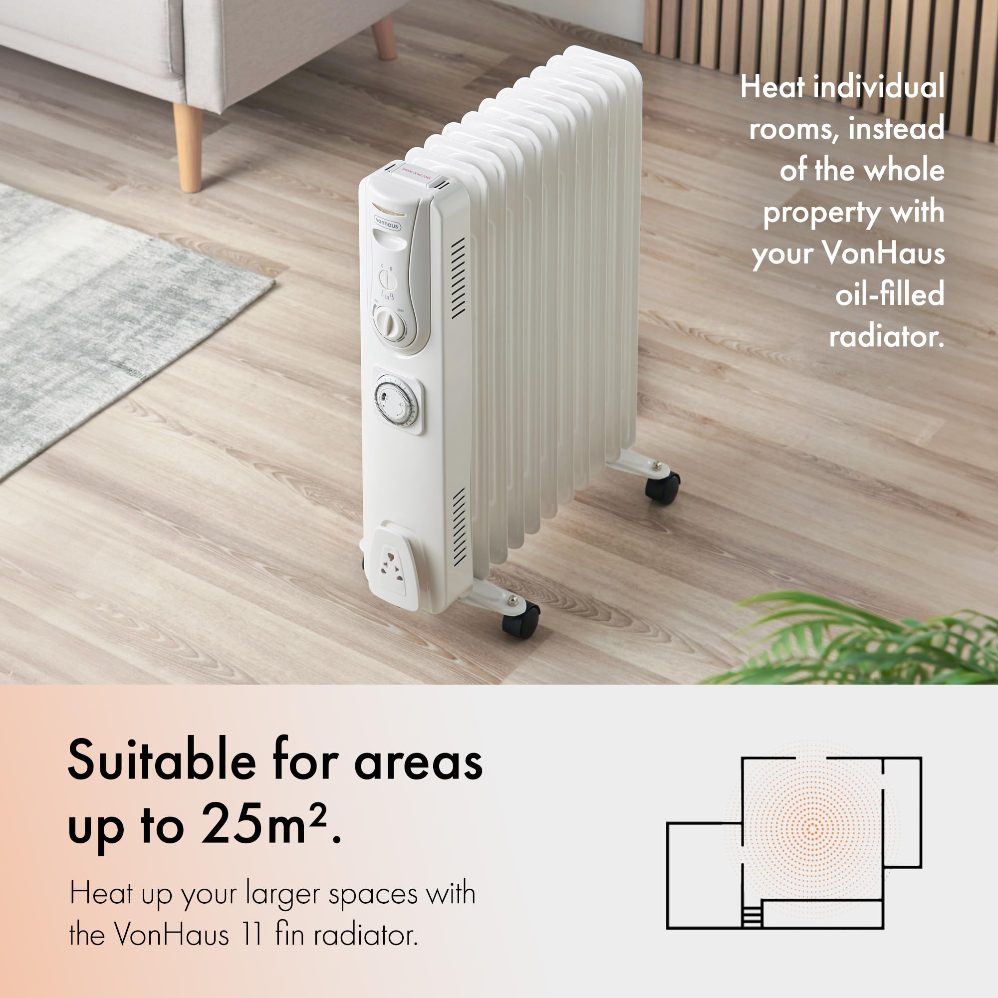 VonHaus Oil Filled Radiator 11 Fin, Electric Radiator for Home Office, Oil  Radiator Warms Any Room Quickly, Thermostatically Controlled 2.5kw Oil  Heater for Maximum Warmth, 2 Year Warranty : Amazon.co.uk: DIY u0026