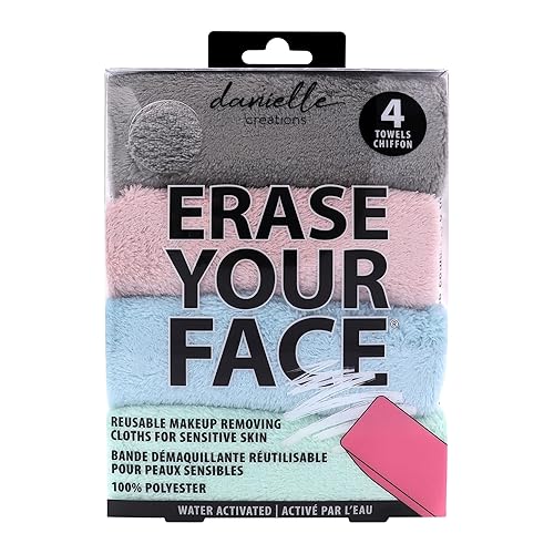 Danielle Enterprises - Paños para eliminar el maquillaje Erase Your Face, color pastel, 4 unidades Danielle Enterprises - Paños para eliminar el maquillaje Erase Your Face, color pastel, 4 unidades