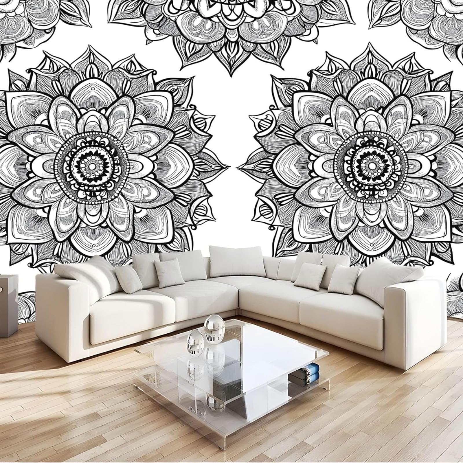 Mandala Photo Wallpaper 3D Effect Non-Woven Wallpaper Modern Wall Mural Living Room Bedroom 350cm x 256cm