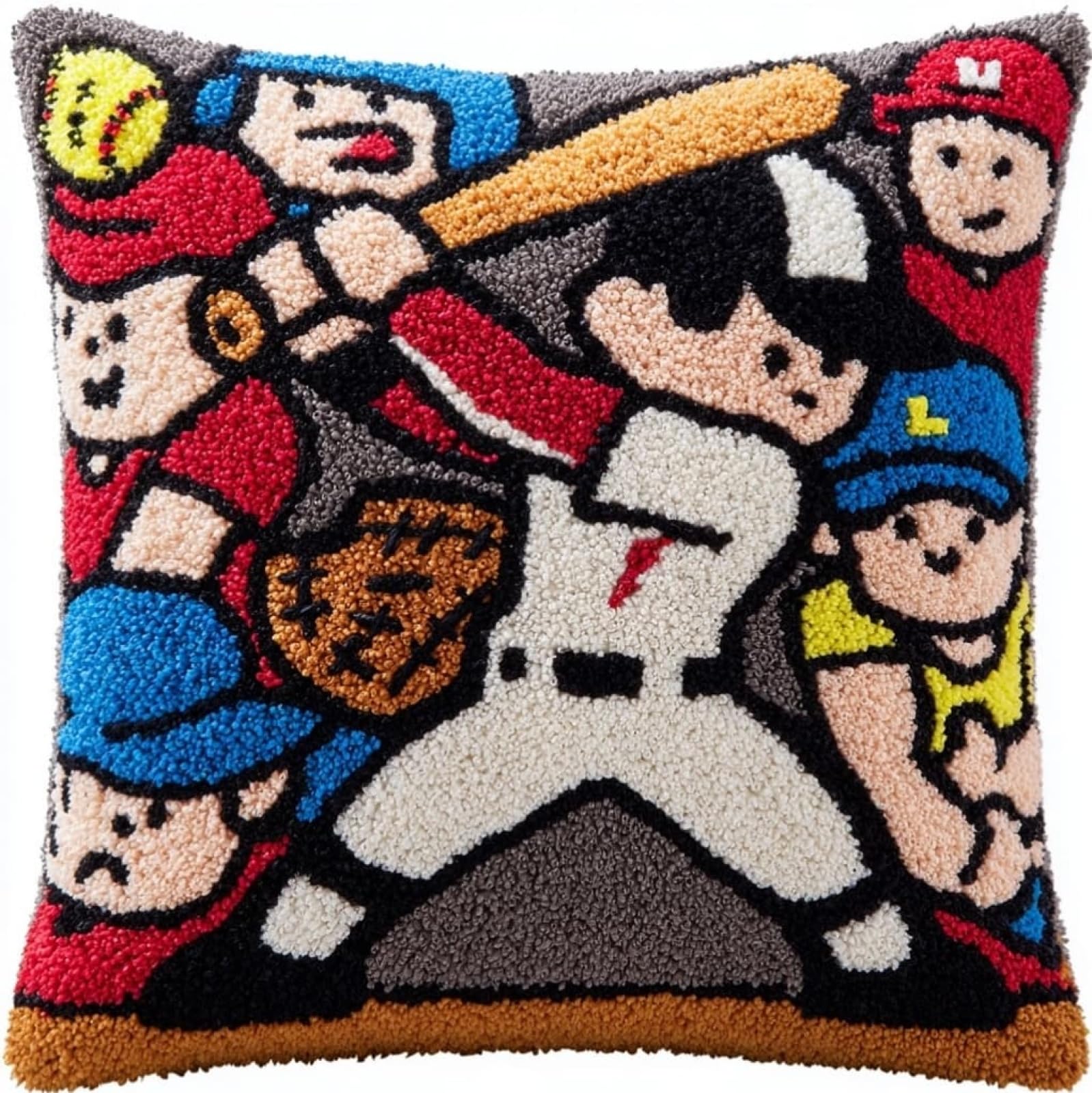 WallustrioaW Latch Hook Cushion Kit 43x43cm,Baseball