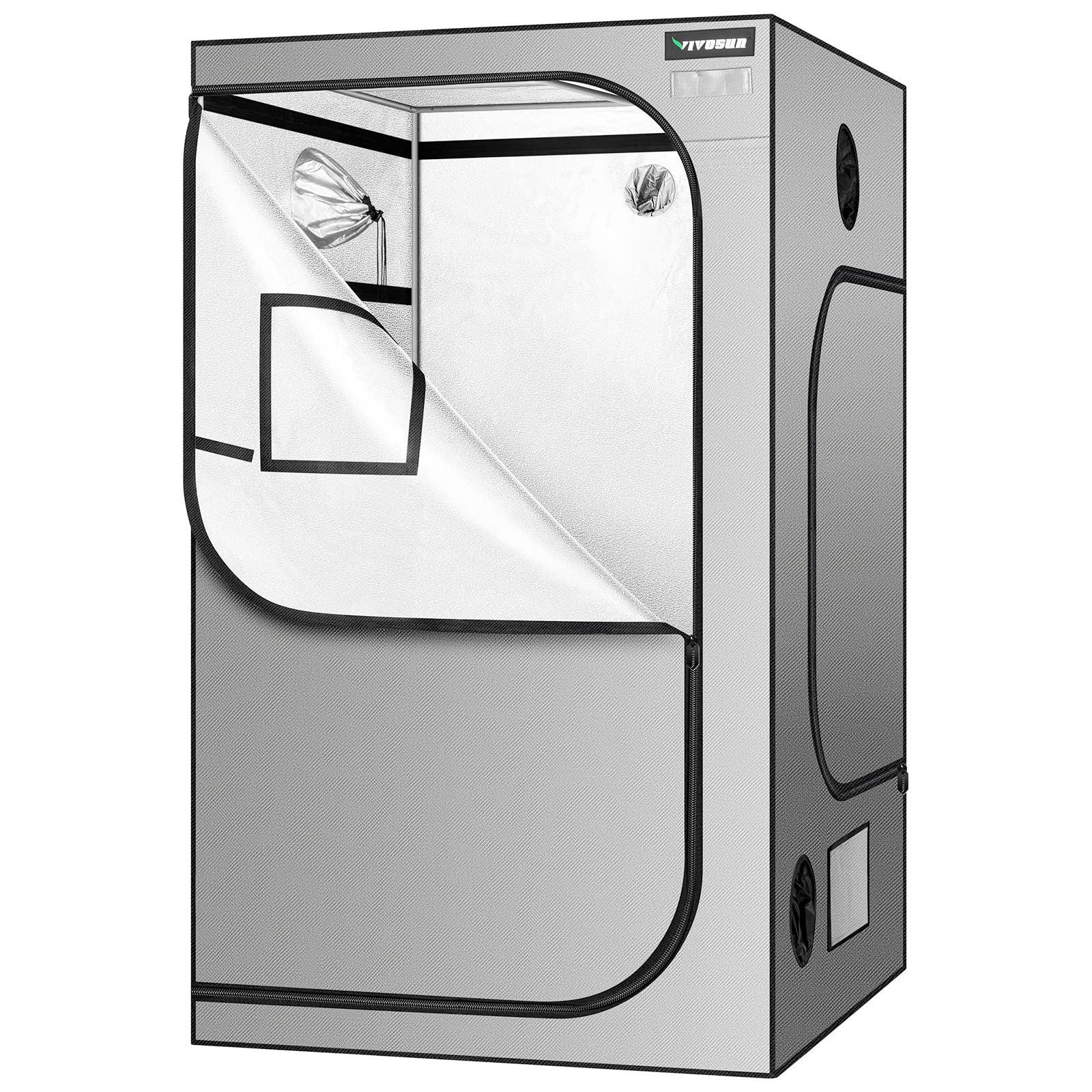 VIVOSUN 60"x60"x80" Grow Tent, 5x5 FT Advanced Gray Mylar Hydroponic Tent with 22mm Poles, Observation Window, and Floor Tray for Plants for VS4000/VS4300/VS6450