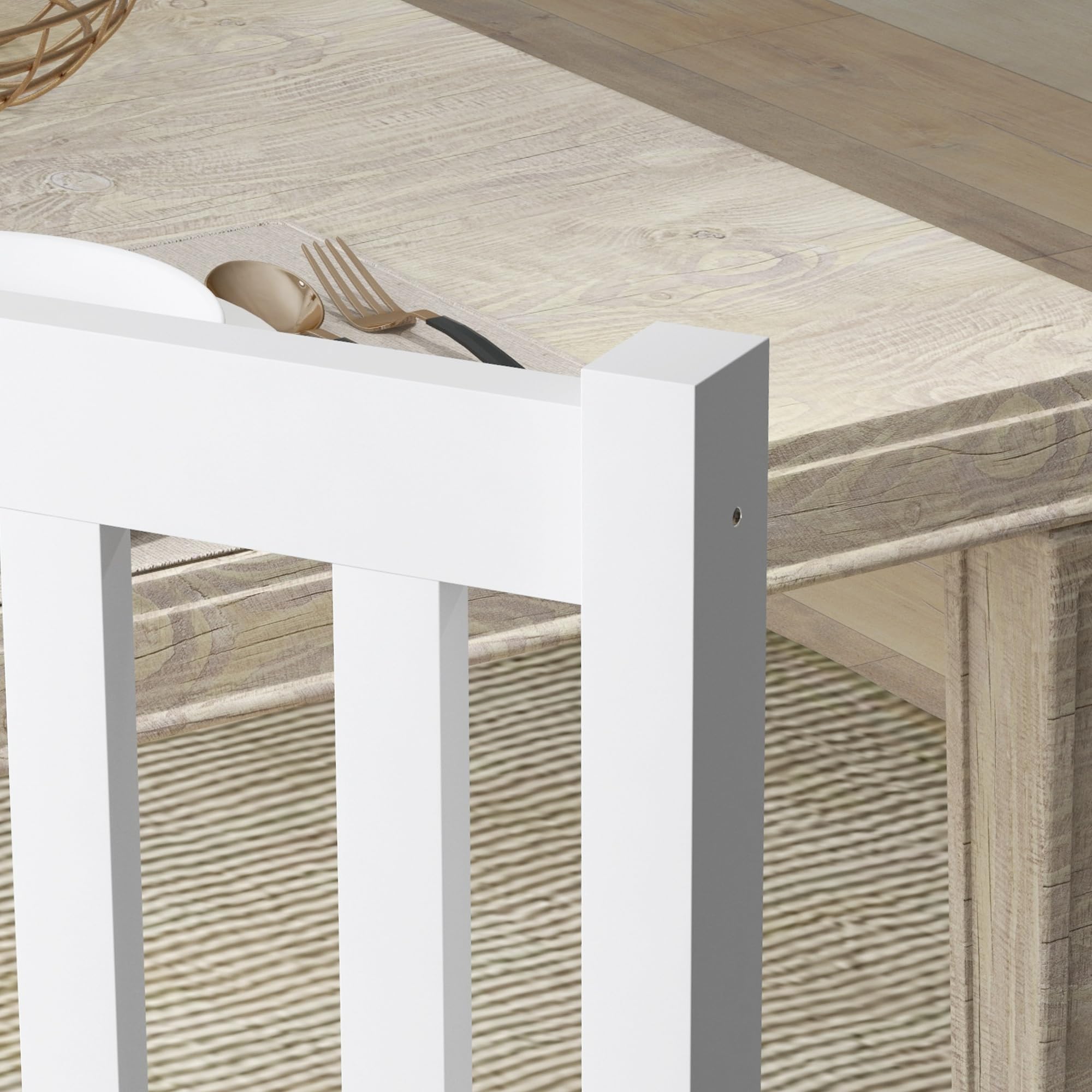 HOMCOM Juego de 2 Sillas de Comedor de Madera de Pino Blanco