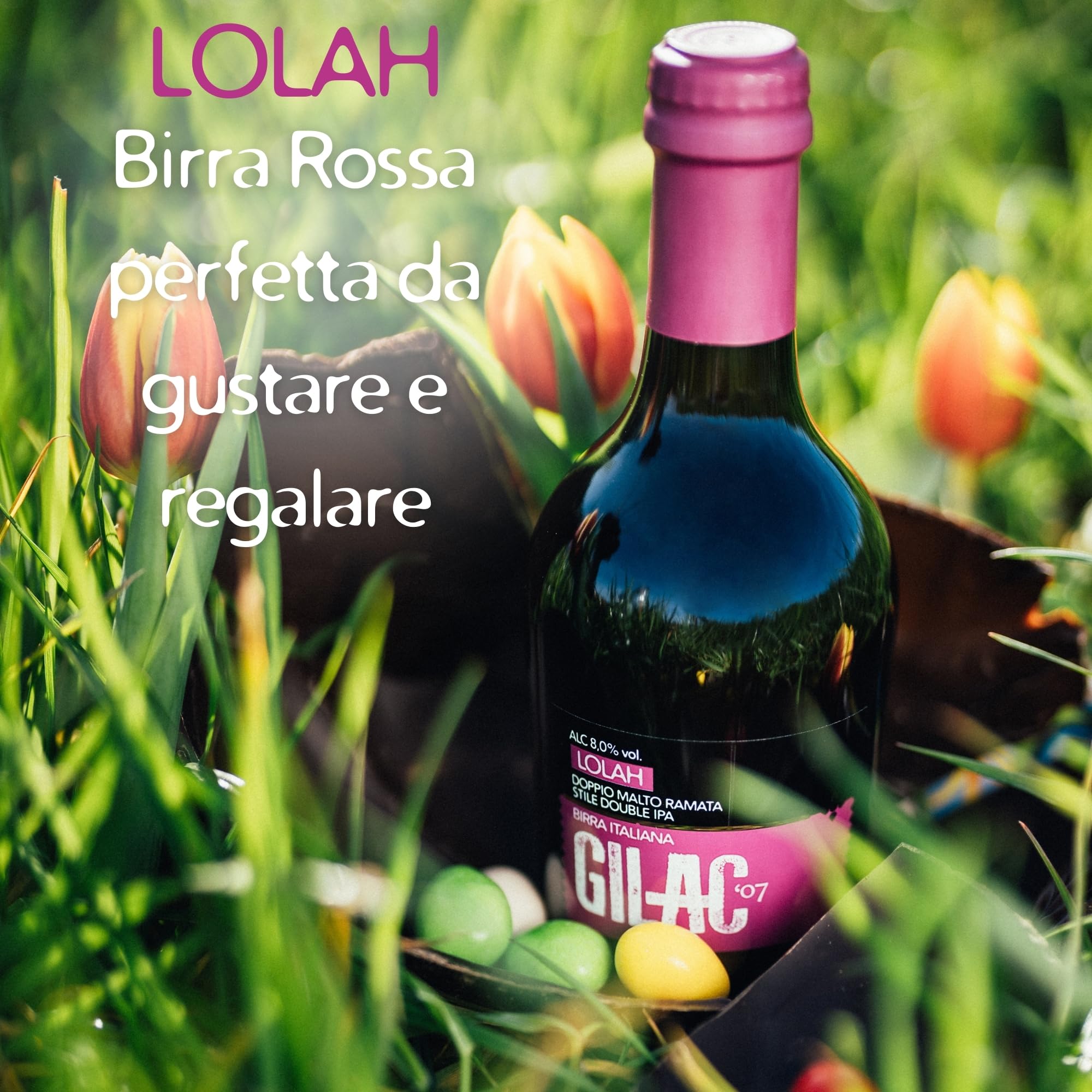 GILAC LOLAH DOUBLE IPA Birra artigianale Doppio Malto 6 Bottiglie da 75 cl, Birra rossa Italiana Non Filtrata e Non Pastorizzata, Birre Artigianali Confezioni Regalo - Gradazione Alcolica 8% Vol