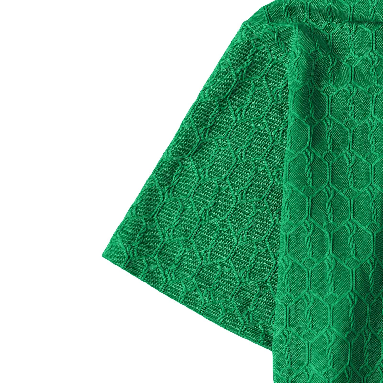 Polo Uomo Tinta Unita con Motivo Jacquard Maniche Corte, Indumento Sportivo con Collo Contrastante per Uscite Estive