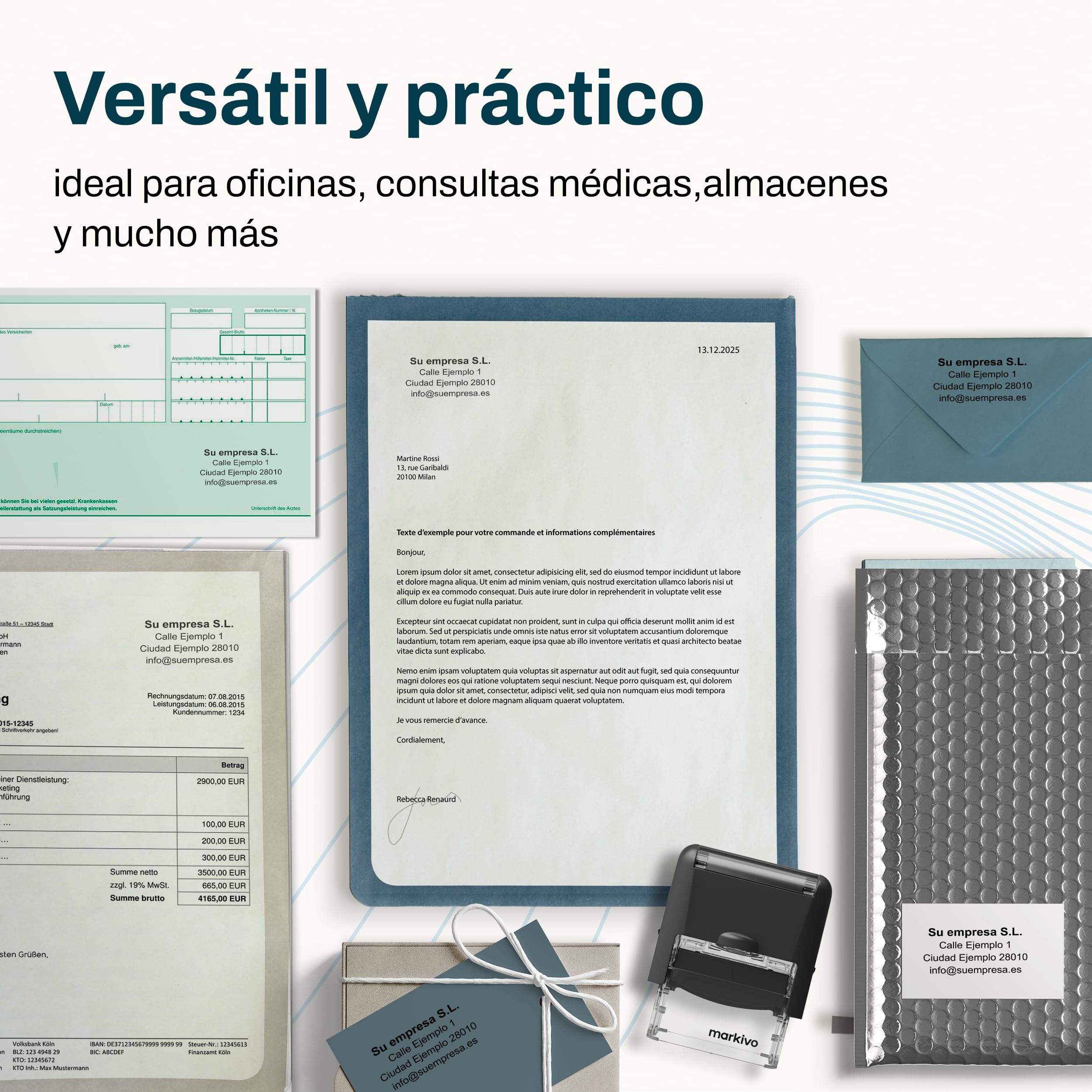 Sello Personalizado 47×18 mm para Empresas, Oficinas y Médicos – Negro (M)