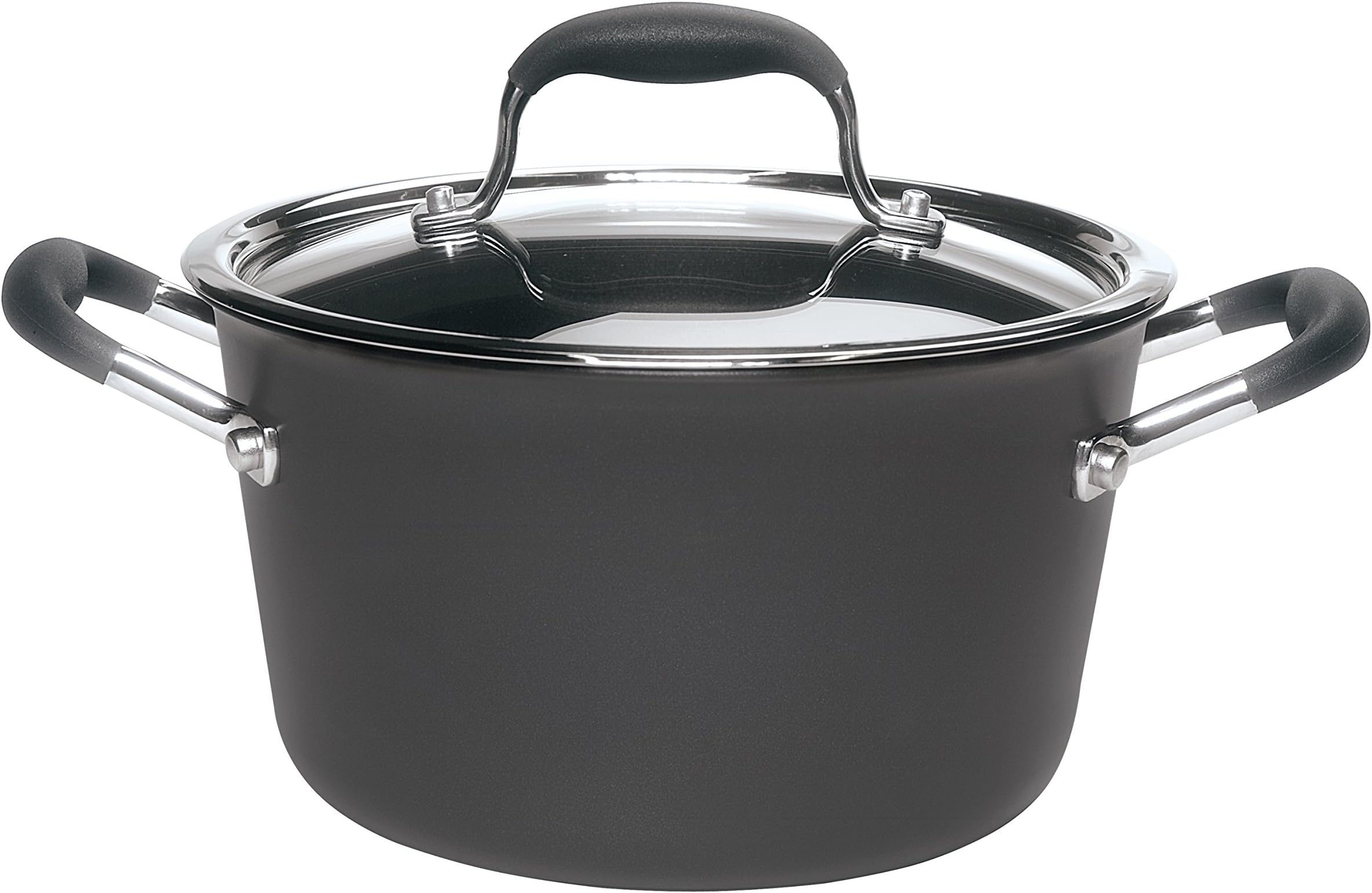 AnolonAdvanced Hard Anodized Nonstick Sauce Pan/Saucepan with Lid, 4.5 Quart, Gray