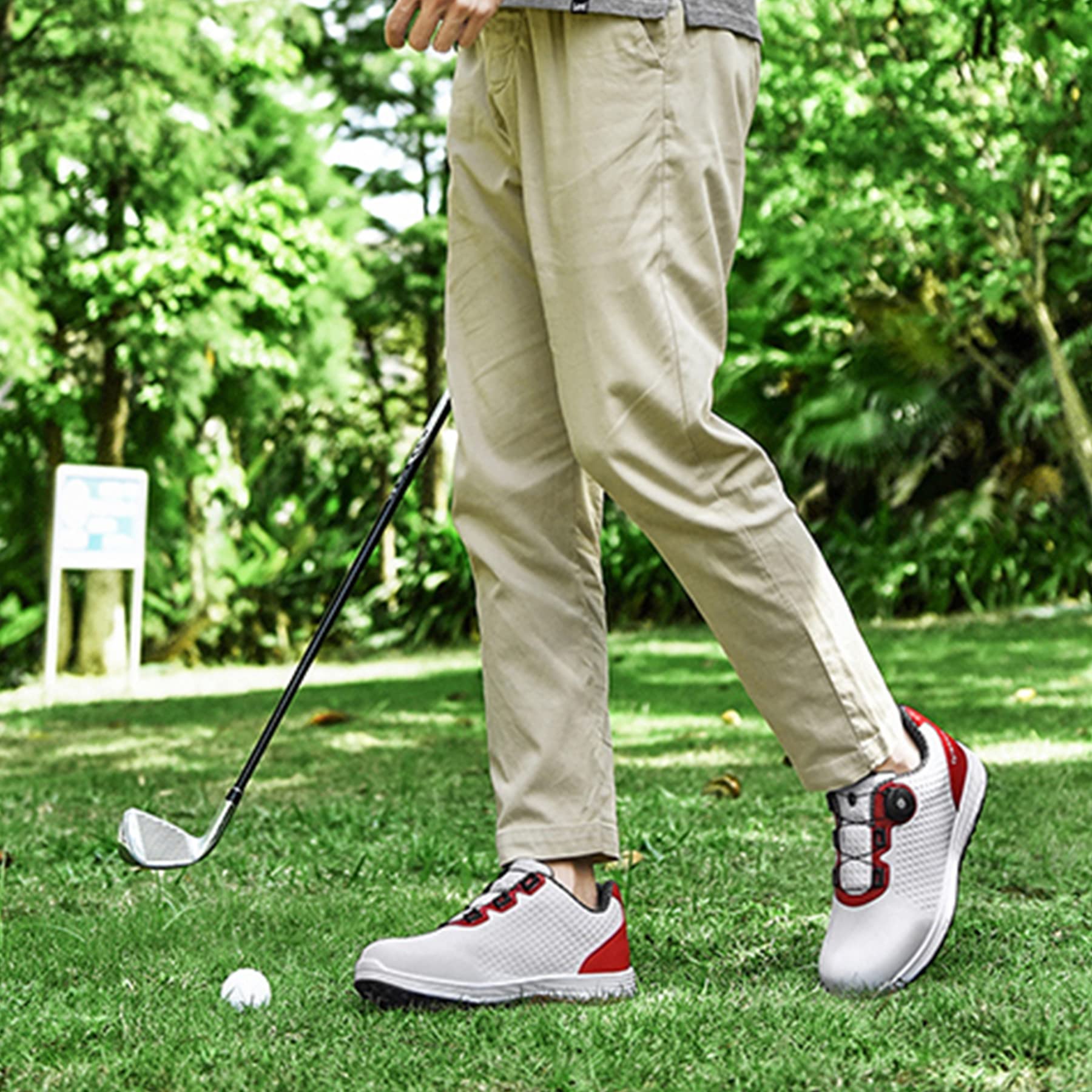 SDEQA wasserdichte Golfschuhe Für Männer Mit Drehbarer Schnalle Spikless Golf Sport Turnschuhe Große Größe Outdoor Casual