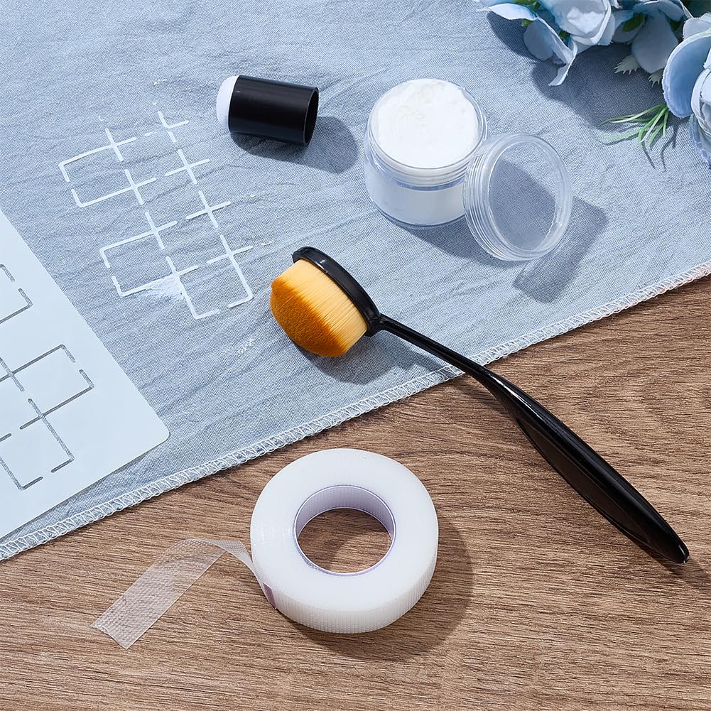 WEBEEDY Crema cancellabile al calore per marcare i tessuti, 20 g/lattina, pennarello bianco Sashiko con pennello in spugna e nastro adesivo per sashiko stencil ricamo, trapuntatura, trasferimento del