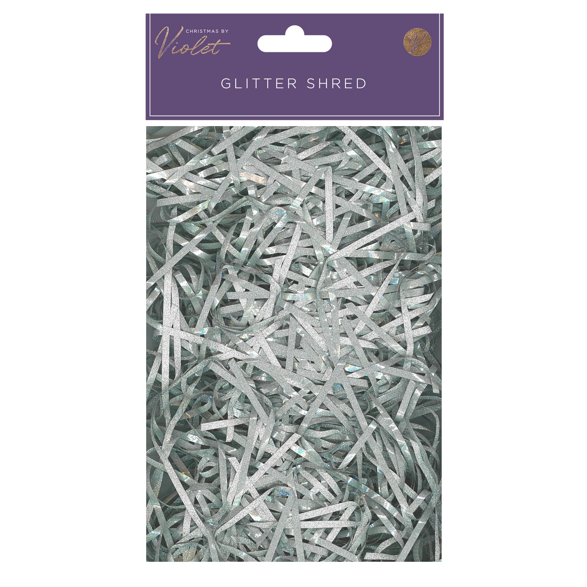 Design by Violet Silver Christmas Glitter Shredded Decorative Tissue Paper for Hampers Gift Wrapping Present Crafts - 25g - Festive Tissue Paper