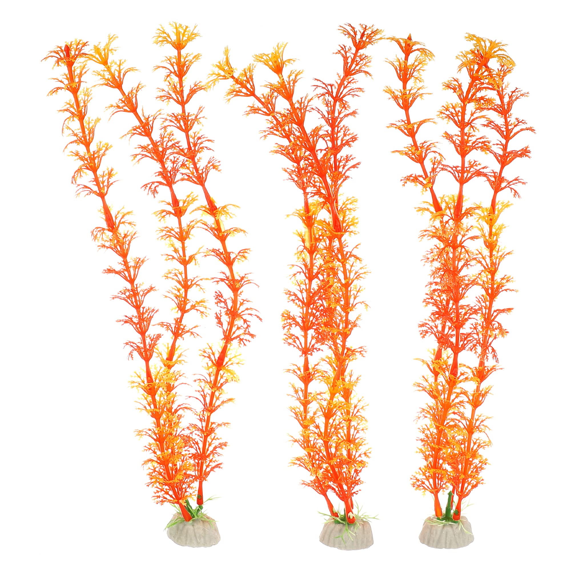 VOCOSTE 3 Pcs Aquarium Plastic Plants, Artificial Aquatic Plant for Fish Tank Plants Decoration, Orange