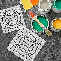 Vista 6 de LAMEGO - Plantilla de plástico reutilizable para azulejos, geométricos marroquíes, pared de suelo (17.7 x 17.7 in)