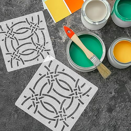 Miniatura 6 de LAMEGO - Plantilla de plástico reutilizable para azulejos, geométricos marroquíes, pared de suelo (17.7 x 17.7 in)