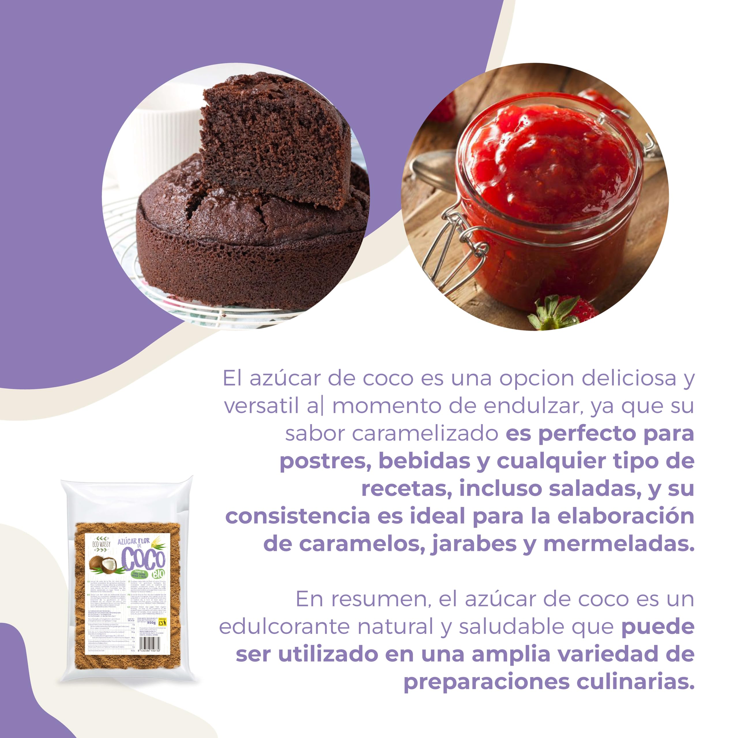 Azúcar De Flor de Coco Orgánico 950g Sin Gluten Bajo Índice Glucémico Vegano