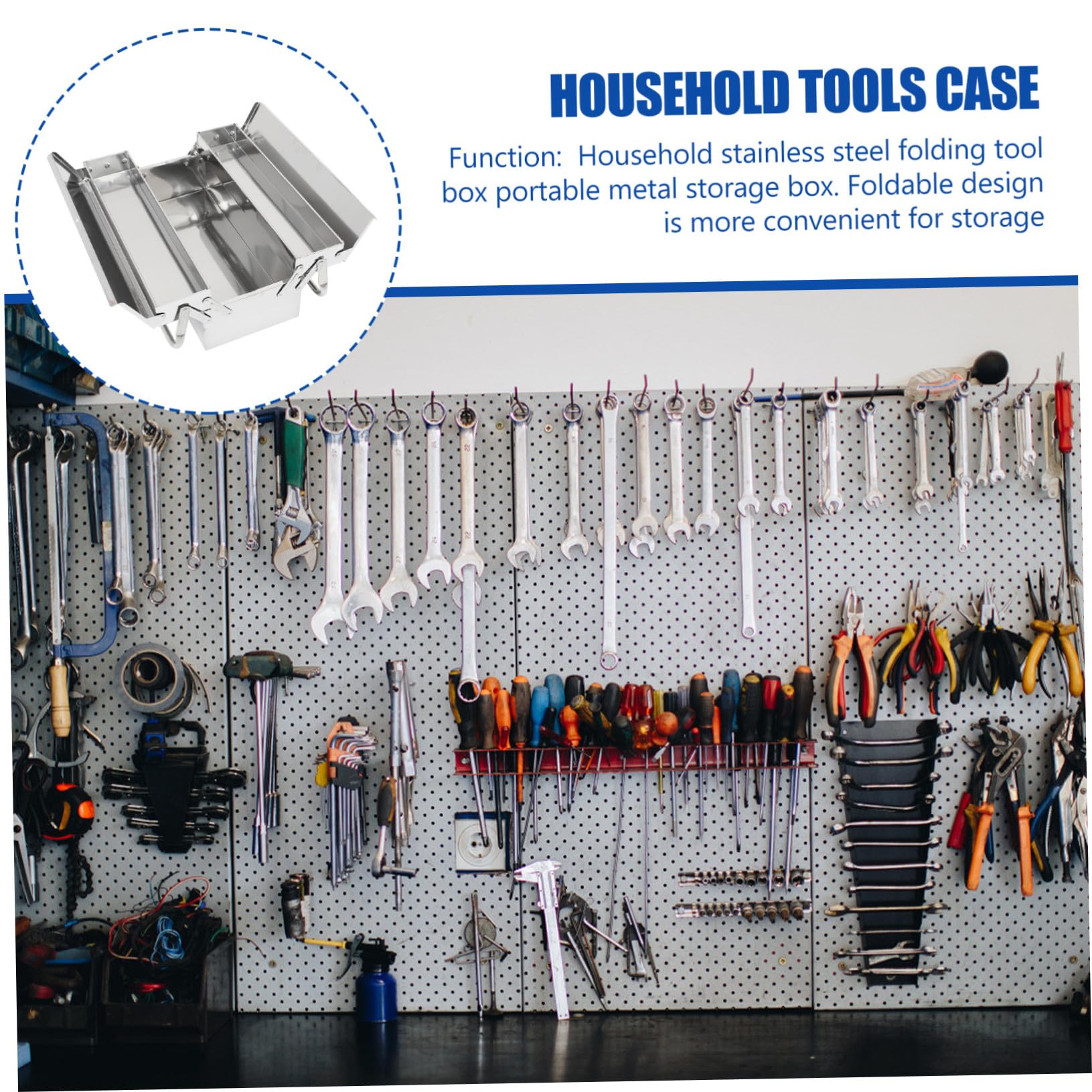 Caja Plegable Plata de Acero Inoxidable, para Herramientas del Hogar