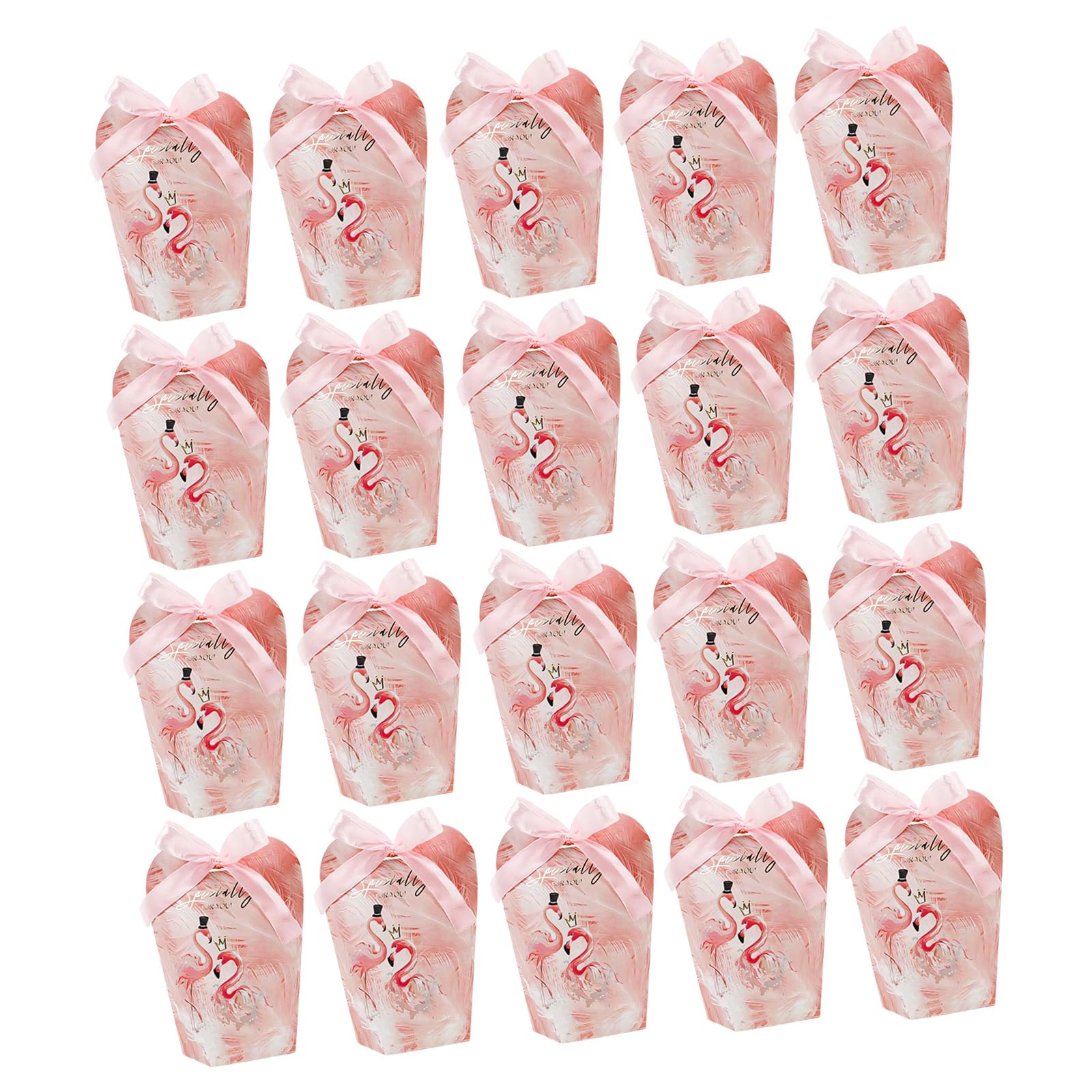 Kaeltsyn Flamingo Treat Holder with Ribbon Bow for Bridal Shower Sweets Storage Decorative Storage Box for Sweets