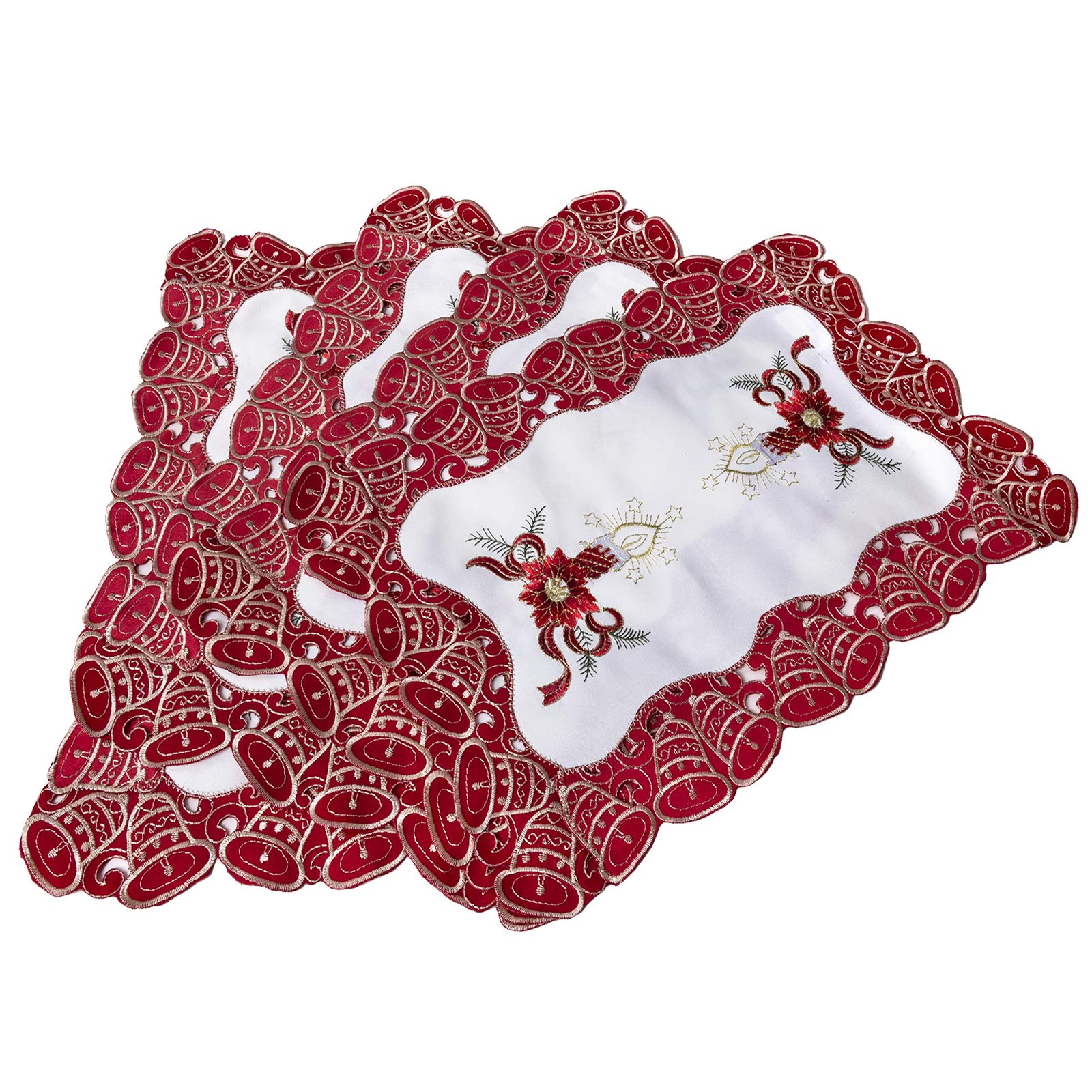 EcoSol Designs Embroidered Christmas Bells (12x17 4-pcs) Table Placemats