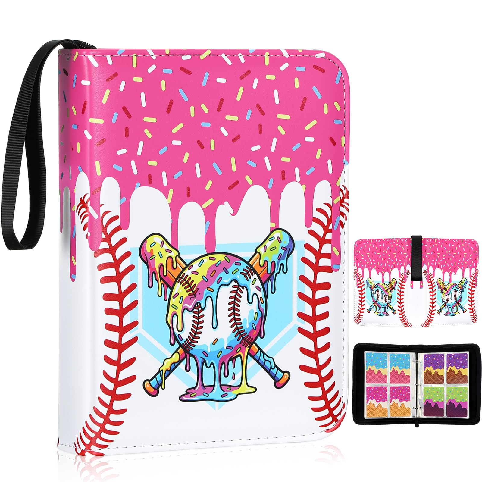 Classeur cartes de baseball rigide style sport comprenant 400 poches de protection durables