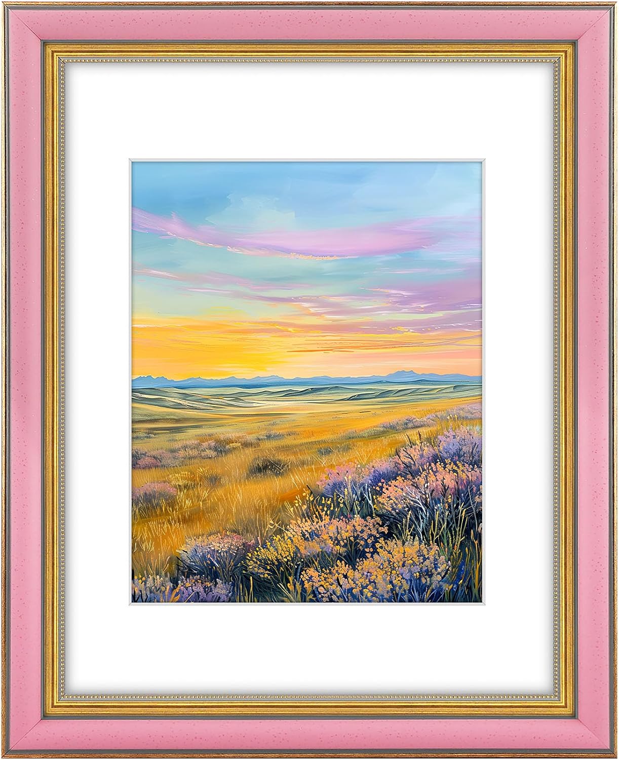 Space Art Deco,11x14 Picture Frame for 8x10 Photo with Mat or 11x14 Artwork Without Mat, Real Glass & Wall Mounting (Pink Gold)